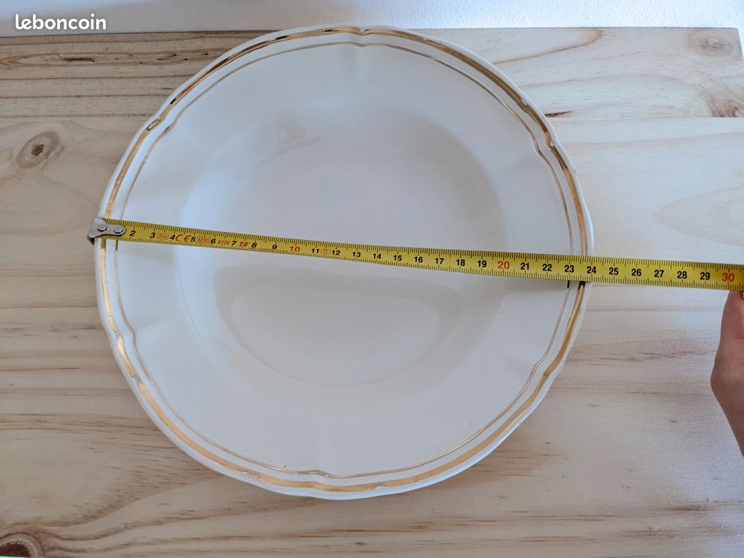 Lot de 4 assiettes creuses vintage écrues et dorées MBFA Pornic (image 10)