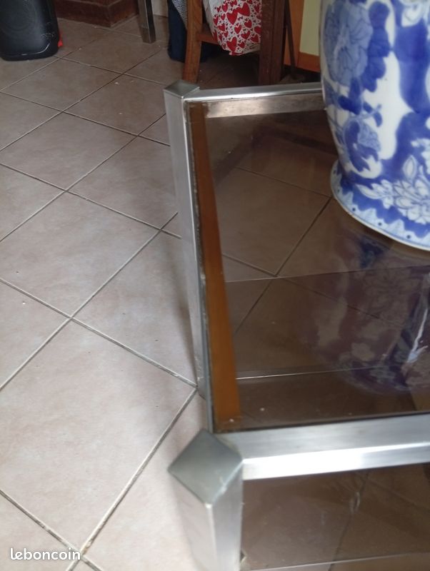 Reservevclaudy nouvelle maison Petit meuble chrome et verre teintée étagère design année 1970 1980 (image 8)