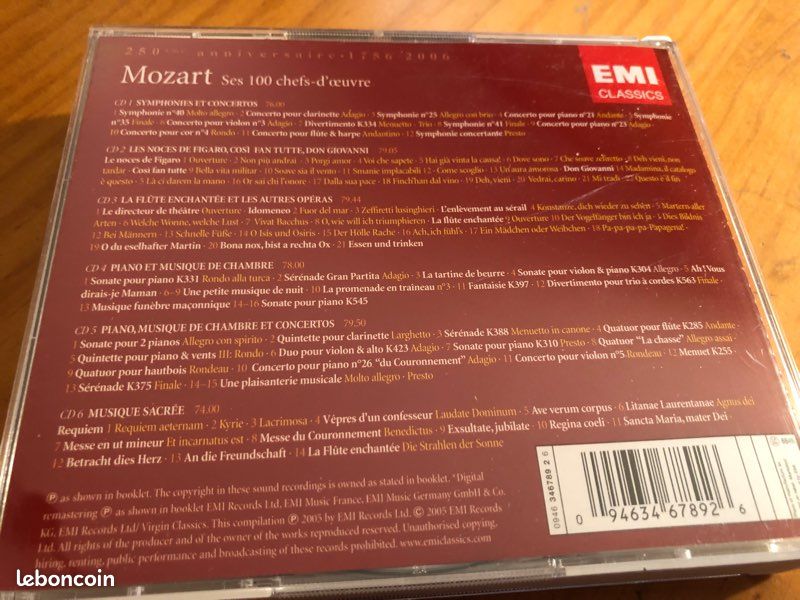 Coffret Mozart 6cd 250*anniversaire 1756-2006 (image 2)