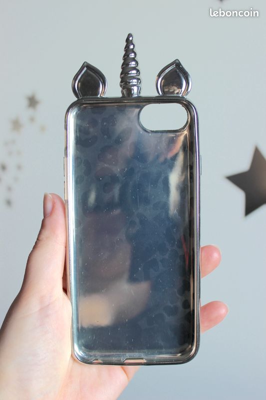 Coque iPhone 7-8-SE licorne argentée (image 2)
