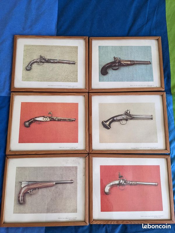 6 reproductions Pistolets anciens (encadrées) (image 1)