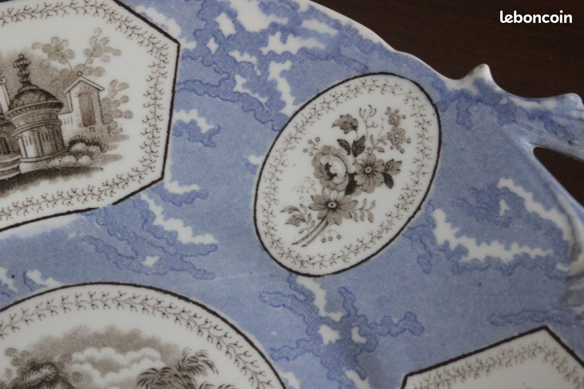 Rare plateau, plat, en porcelaine Creil Montereau, Napoléon III XIXe (image 4)