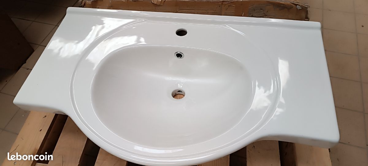 Vasque salle d'eau , évier , lavabo blanc NIMELA 80 (image 2)
