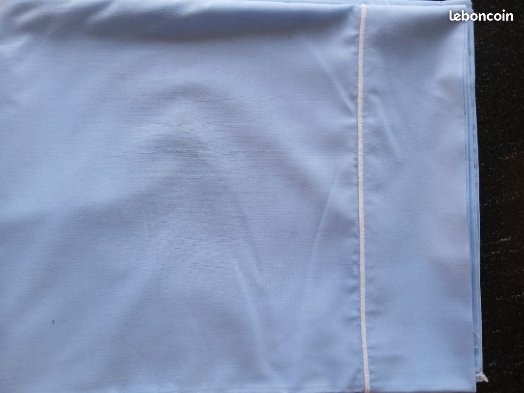 NEUF.1 drap plat bleu coton/polyester 2 p (image 2)