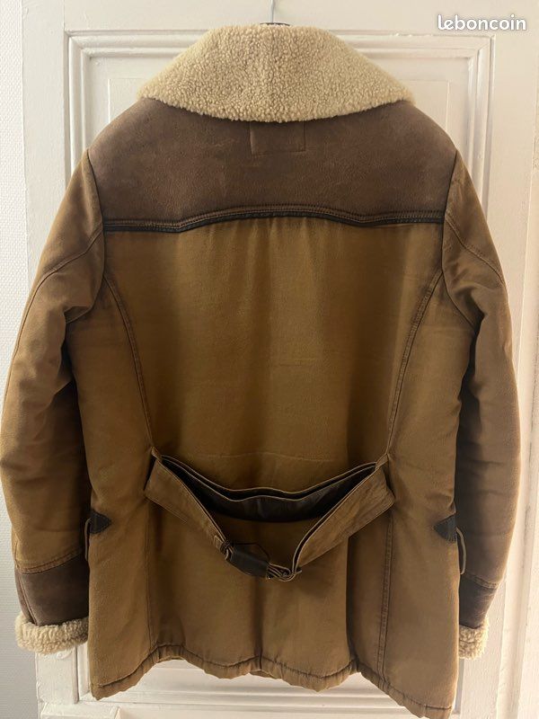 Canadienne Vintage LE GRILLON Cuir Marron – Doublure Mouton, Taille L Pour Homme
