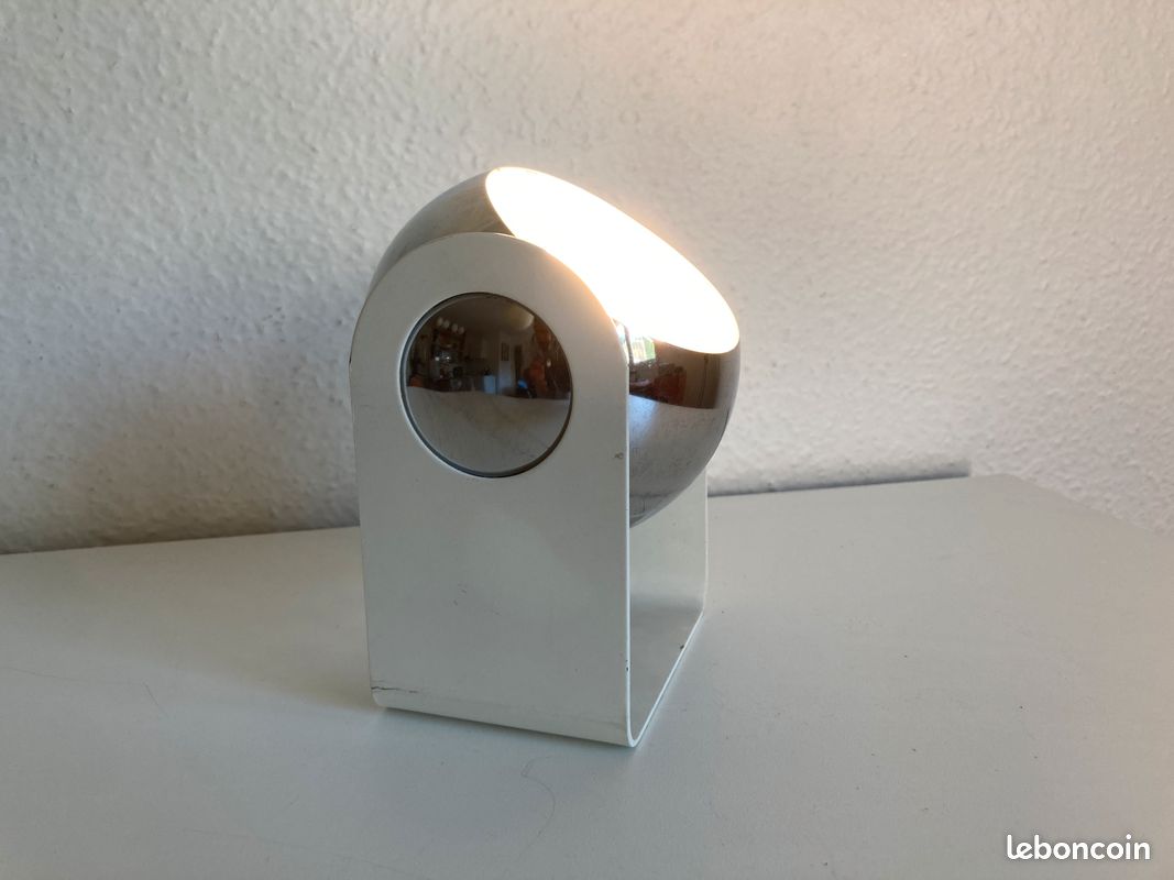 Lampe EYE BALL SPACE AGE 1960 Chromée orientable ITALIE à la manière de Gino Sarfatti (image 2)