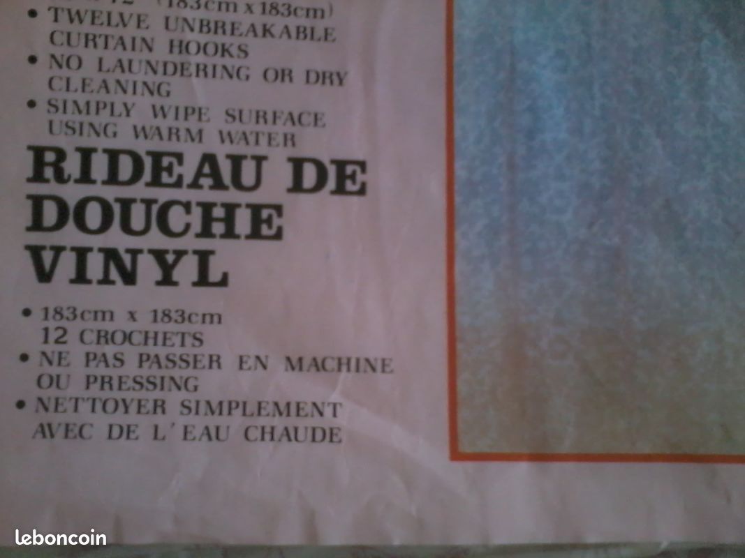 Rideau de Douche Neuf + Crochets Neufs 183 cm / 183 cm (image 2)