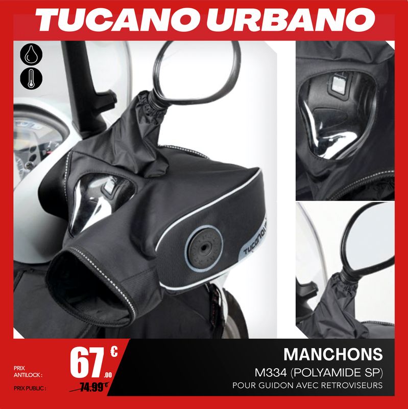 Manchons Moto Tucano Polyamide R334 Universel Avec Passage Rétro -  Satisfait Ou Remboursé 