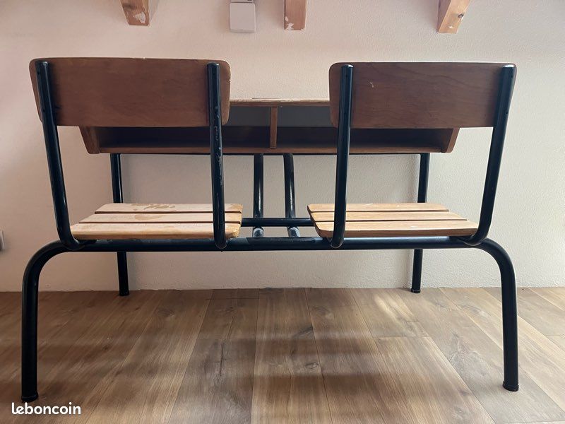 Banc d’écolier vintage grande hauteur (image 3)