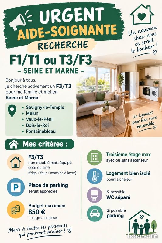 Appartement 3 pièces 60 m² · à Melun · 60 m² · 850 €/mois