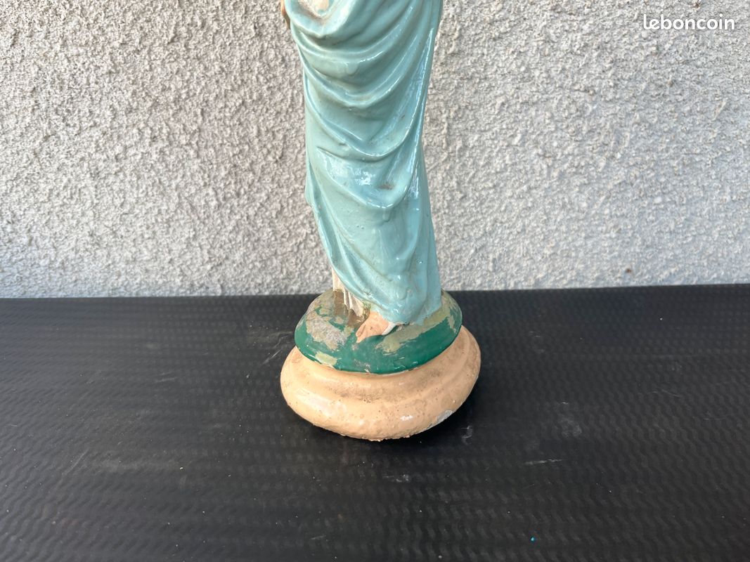 Vierge à L'Enfant Couronnée - Statue Ancienne - Religieux Vintage