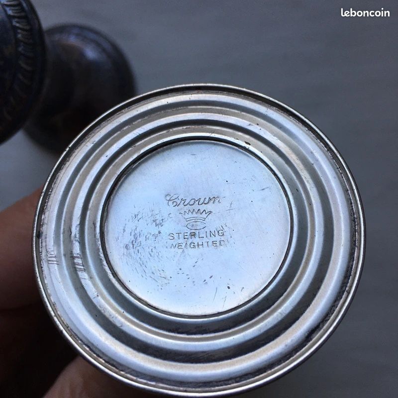 Salière Poivrière Argent Sterling Vintage Crown (US) (image 4)