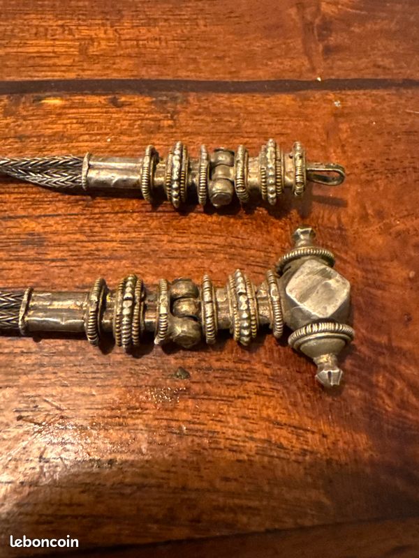 Ceinture Ancienne En Argent Massif - Bijou Antique - Occasion Avec Traces D'usage