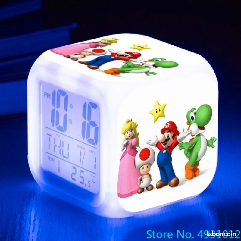 Réveil Lumineux Super Mario Bros 8x8x8cm (image 2)