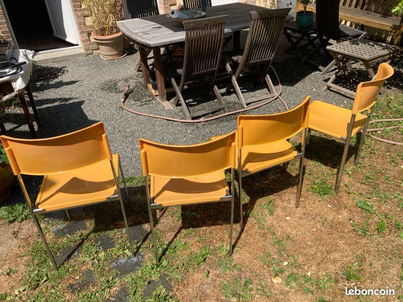 4 chaises lafargue 303 vintage orange design architecte (image 3)