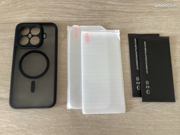Coque Magnétique Pour Xiaomi 15T 5G - Compatible MagSafe - Avec 2 Protections Écran - Anti-Choc - Noir Mat