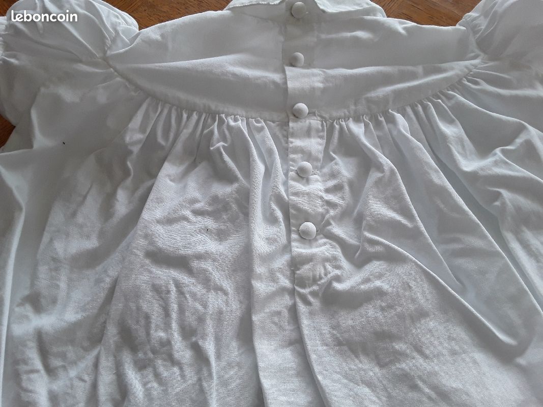 Robe de bébé ancienne brodée blanche (image 3)