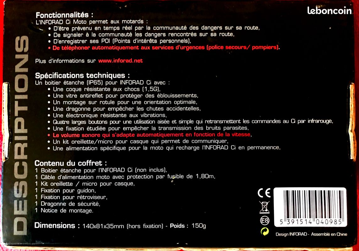 Kit moto intercom etanche inforad ci (image 2)