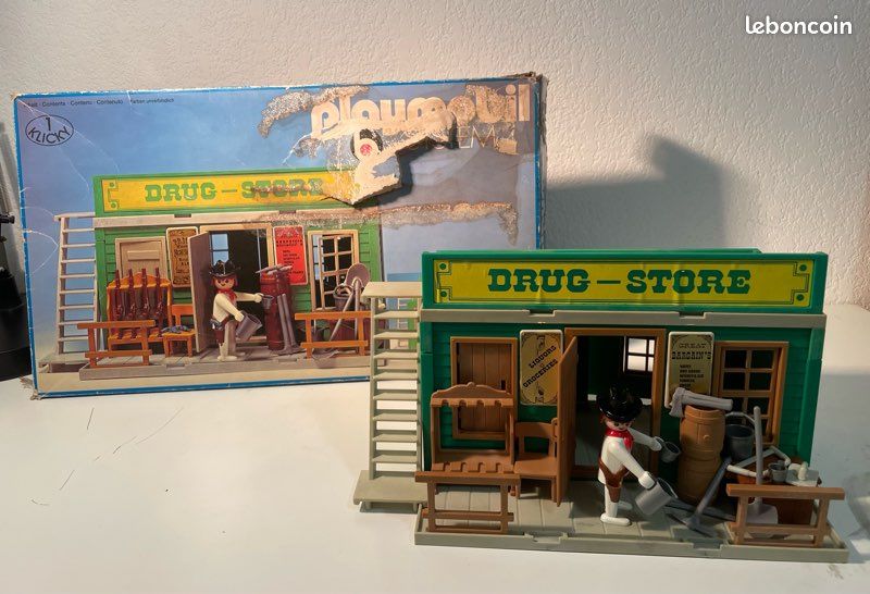 Lot Playmobil Vintage Western - Plaques Sol Et Toits Pour Maisons (saloon, Banque, Etc.) - Occasion