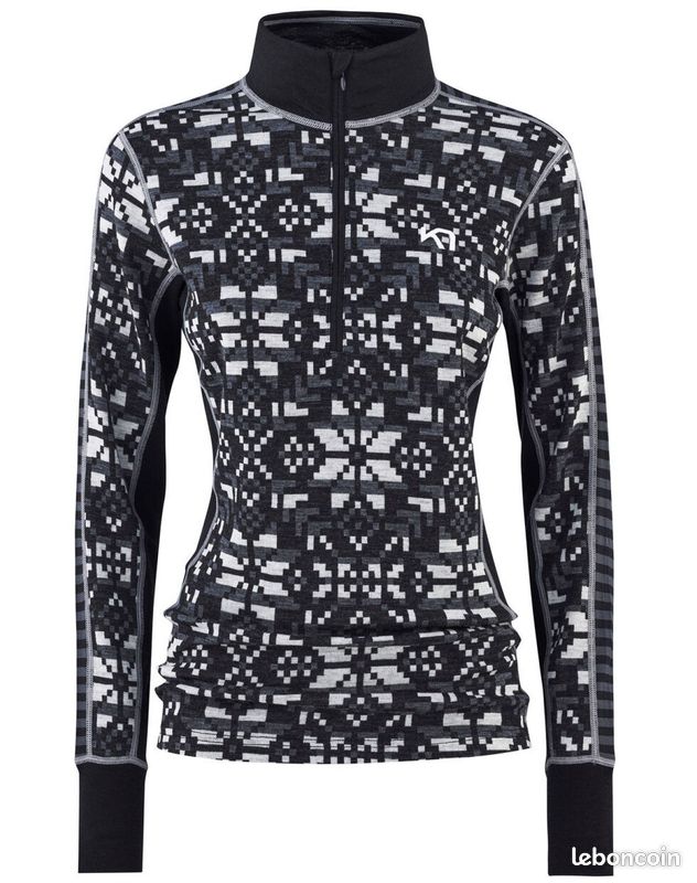 Haut zippé / sous-couche 100% mérinos taille S ou M KARI TRAA (image 1)