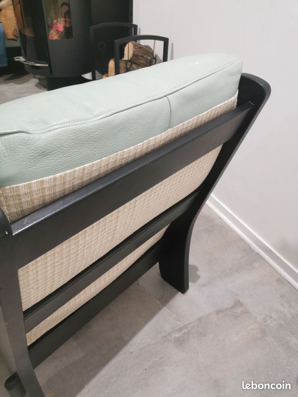 Fauteuil cuir & bois massif (image 3)
