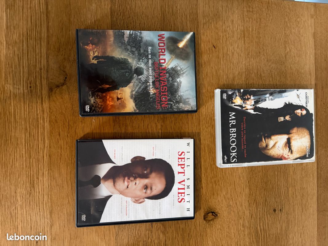 Lot DVD Films Action Thriller Drame – World Invasion Battle Los Angeles + Sept Vies Will Smith + Mr Brooks Kevin Costner (image 1)