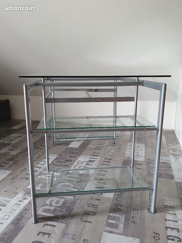 Bureau en verre et acier (image 3)