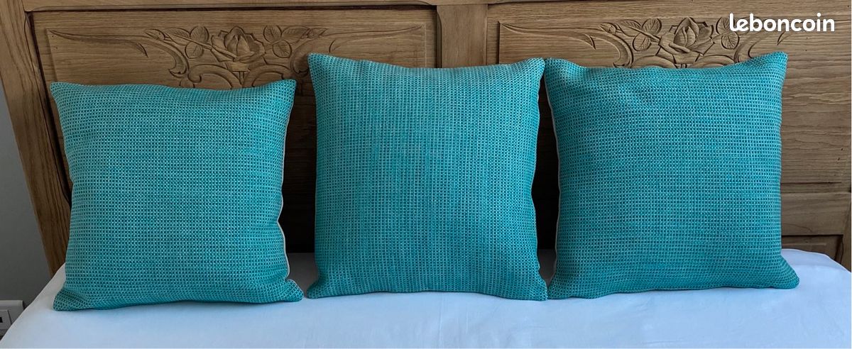 🛋️ 3 Coussins Turquoises et Beiges (image 2)
