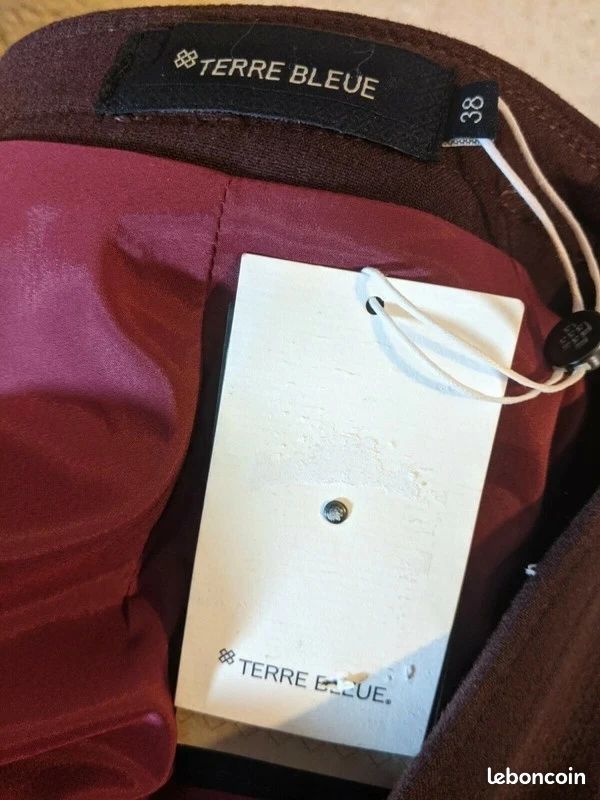 Jupe Terre Bleue Taille 42 - NEUF Avec étiquettes - Bordeaux, Style Crayon, Doublée Polyester