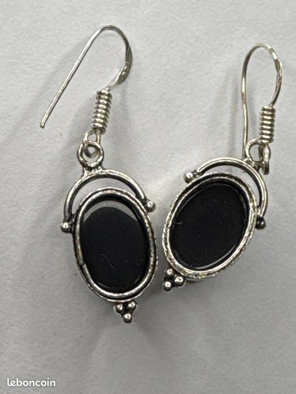 Boucles d’oreilles en onyx et argent (image 6)