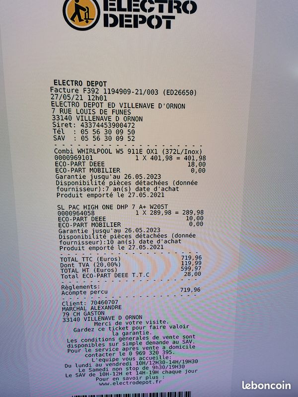 Urgent frigo/congelateur whirlpool (image 3)