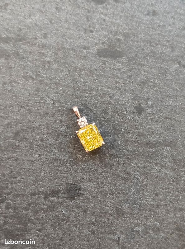 Pendentif diamond de laboratoire jaune 1 carat (image 3)