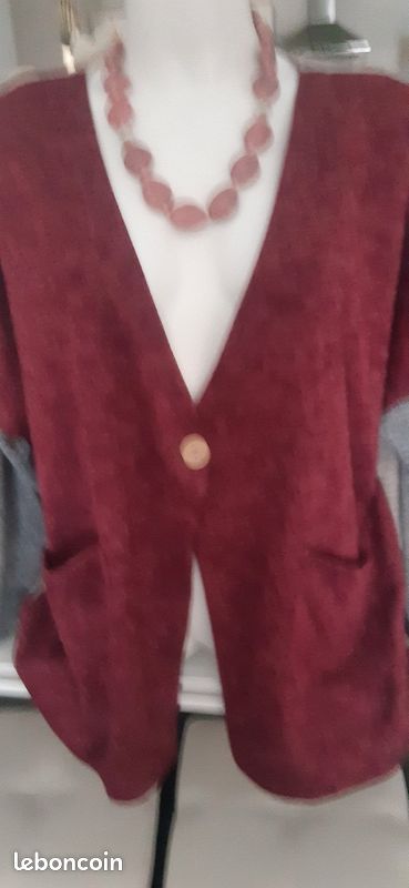 Une veste grise et bordeaux taille unique marque Made In Italy Fashion (image 2)