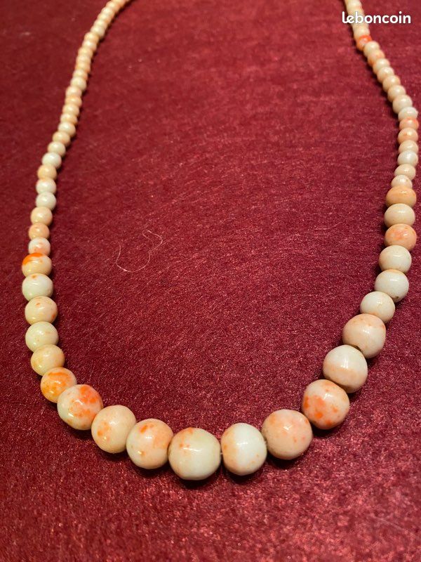 Collier En Corail Rose Naturel - Occasion - Bijou Vintage Ethnique