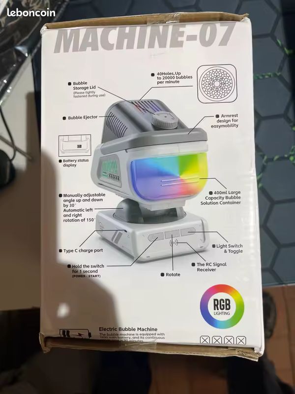 Machine à Bulles Automatique Avec Télécommande, Lumières RGB Et Batterie – 2025