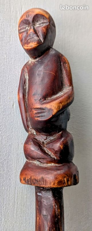 ANCIENNE CANNE BÂTON Fouet en bois poilu?ww1?serpent Spirale Francais