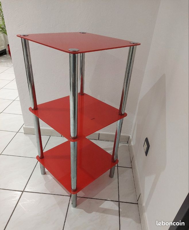 Table basse et étagère en verre rouge (image 5)
