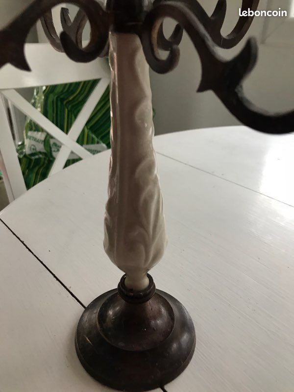 Bougeoir fer et son pied en céramique (image 2)