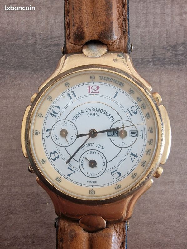 Montre Yema Chronograph vintage – quartz – style rétro (image 1)