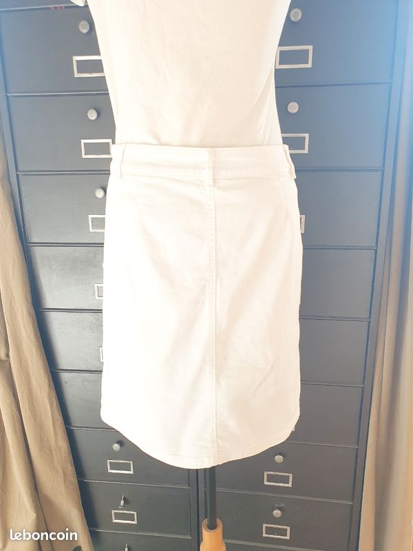Caroll jupe jean blanche blanc neuve 36 S boutonné devant Vêtements