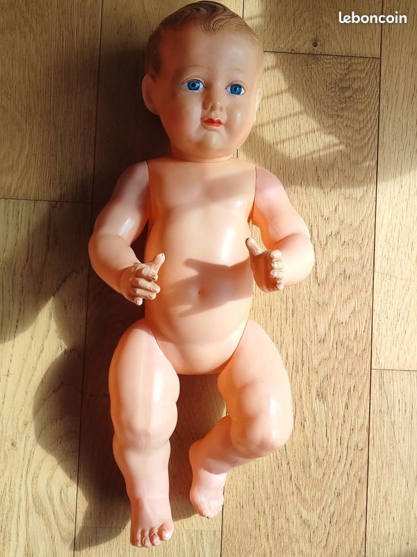 Poupon Ancien Petitcollin Celluloïd Noir - 14 Cm - France Années 1950
