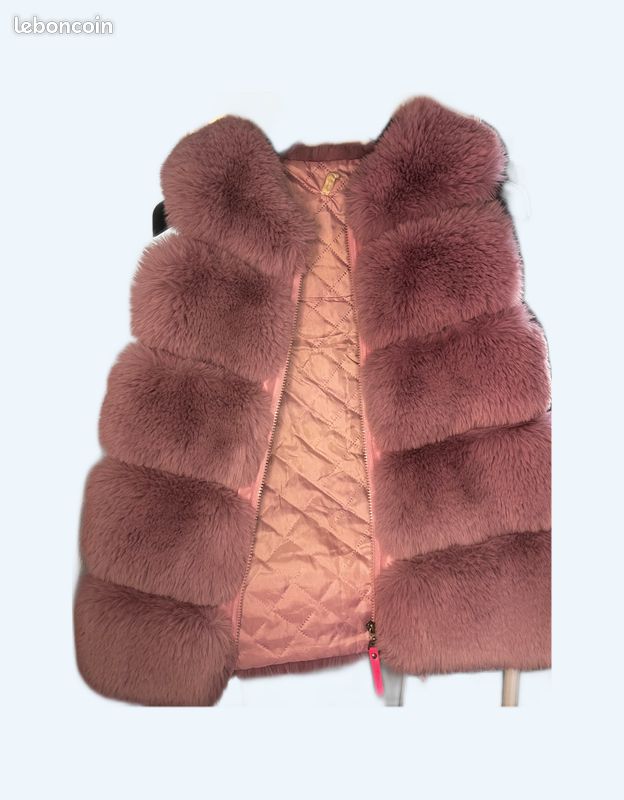 Gilet Femme Noble Outfitters Taille L - Violet Avec Bordure Fausse Fourrure