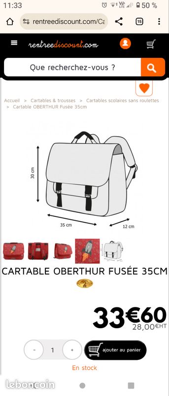 Cartable garçon fusée Accessoires Bagagerie