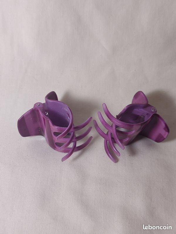 Paires de pinces à cheveux rayées violet (image 1)