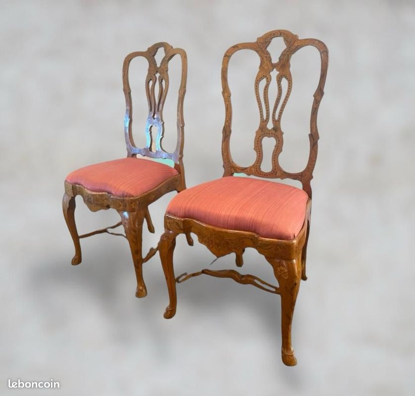 Lot de 2 chaises en bois, type « chippendale anglais » (image 1)