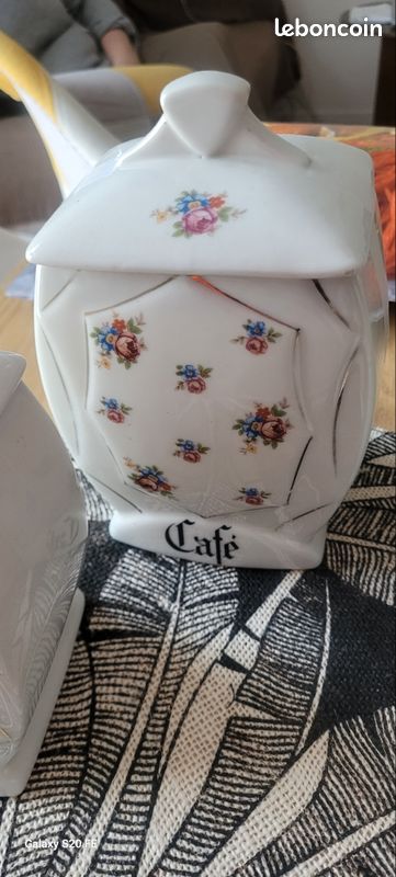 Ensemble de 6 pots de cuisine anciens en faïence modèle CARMEN (image 1)