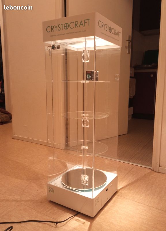Vitrine rotative avec éclairage en acrylique - 90x28 cm (image 3)