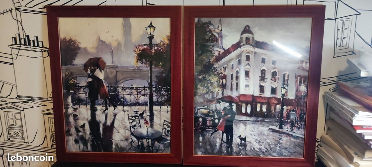 Deux superbes tableaux couple d'amoureux reproductions de Brent Heighton Welcome embrace et Étreinte romantique (image 1)