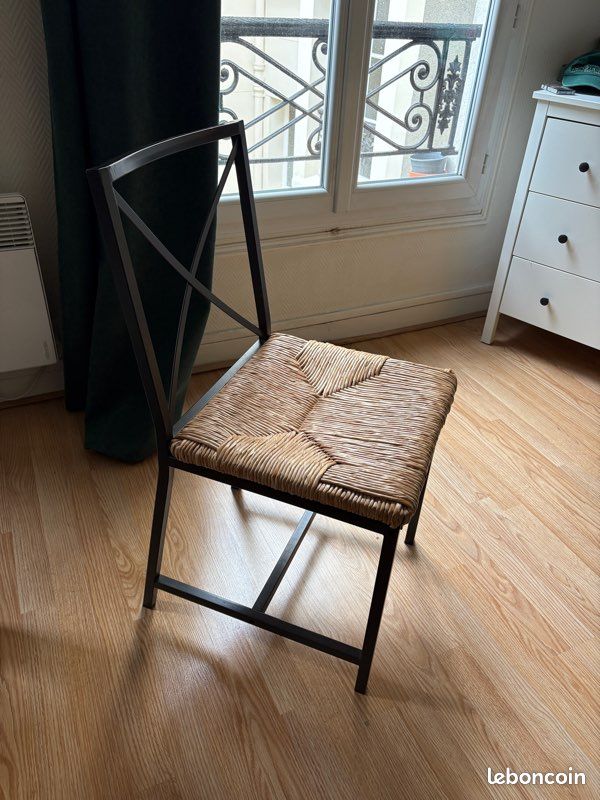 Lot de 3 chaises noir & osier (image 2)