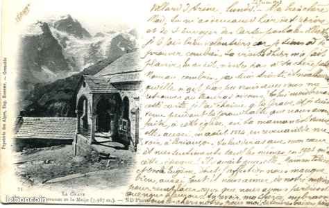 CPA 05 - La Grave N° 75 église des Terrasses et la Meije, précurseur, écrite en 1901, RARE (image 1)